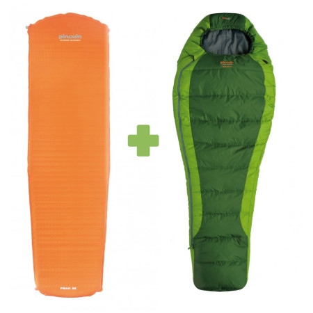 Комплект Pinguin Set spacáku Savana 195 a karim зелен