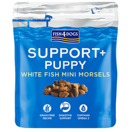 Лакомства за кучета Fish4Dogs Puppy White Fish Morsels Digestion 150g