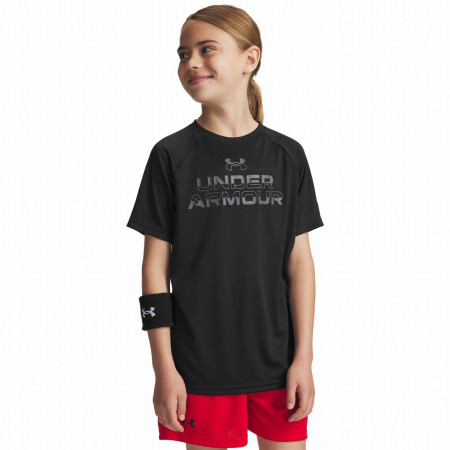 Детска тениска Under Armour Tech Split Wordmark SS-BLK черен Black