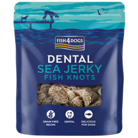 Лакомства за кучета Fish4Dogs Dental Sea Jerky Fish Knots 100g