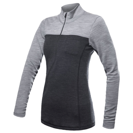 Дамска функционална блуза Sensor Merino Bold dl. rukáv zip сив anthracite/cool gray