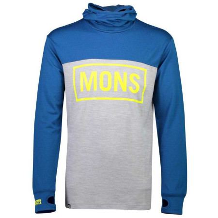Мъжка тениска Mons Royale Yotei Powder Hood LS modrá син GrayMarl/OilyBlue
