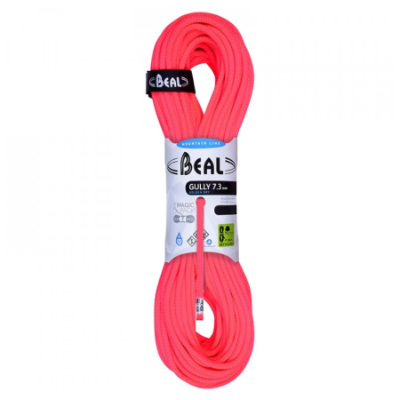 Въже за алпинизъм Beal Gully 7,3 mm (60 m) Golden Dry оранжев ORANGE