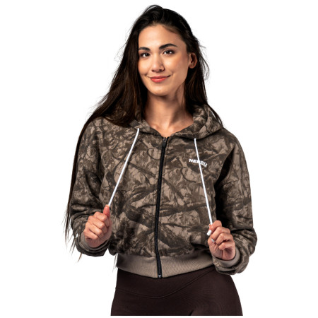 Дамски суитшърт Nebbia Relaxed Zip Hoodie Power светлокафяв LIGHT BROWN CAMO
