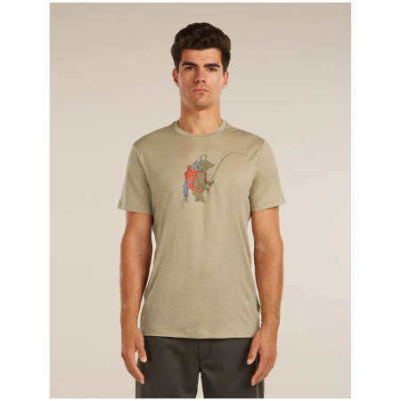 Функционална мъжка тениска Icebreaker Merino 150 Tech Lite SS Tee Bear Catch бежов FLAGSTONE