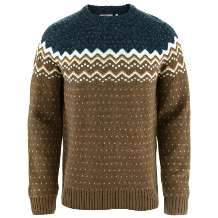 Мъжки пуловер Fjällräven Övik Knit Sweater M кафяв Dark Oak-Navy