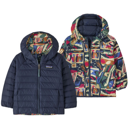 Детско яке Patagonia Baby Reversible Down Sweater Hoody - LCNE син Let's Chat: New Navy