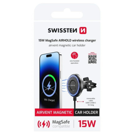Стойка за автомобил Swissten 15W MagSafe AIRHOLD wireless charger