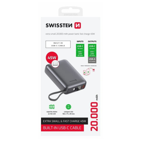 Външно зарядно устройство Swissten 20000 mAh 45 W