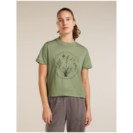 Дамска тениска Icebreaker Merino 150 Tech Lite SS Crop Tee Seed Story зелен LICHEN
