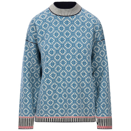 Дамски пуловер Dale of Norway Langøy Fem Sweater синьо/бял Arctic Blue Offwhite