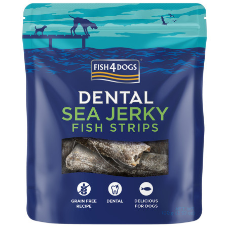 Лакомства за кучета Fish4Dogs Dental Sea Jerky Fish Strips 100g