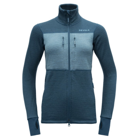 Дамски функционален суитшърт Devold Egga Grid Merino Jkt син/светлосин