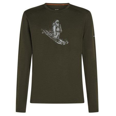 Функционална мъжка тениска Icebreaker Men Merino 200 Oasis LS Crewe SkiingYeti тъмно зелен Dk Loden