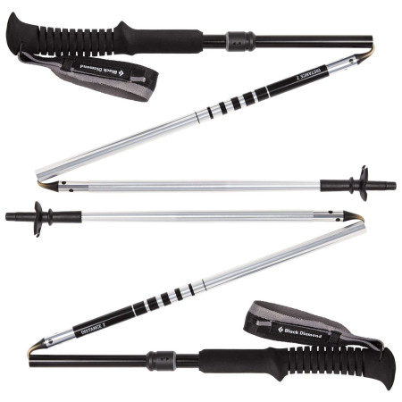 Туристически щеки Black Diamond Distance Z 130 cm черен/сребърен