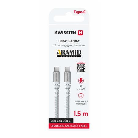 Кабел Swissten Aramid Reinforced USB C / USB C 1,5 m