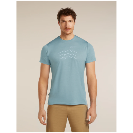 Функционална мъжка тениска Icebreaker Merino Blend 125 Cool-Lite™ Sphere SS Tee Across the Peaks светло син FLINT BLUE