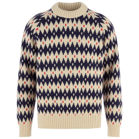 Мъжки пуловер Fjällräven Övik Jacquard Knit M бежов Light Beige-Dark Navy