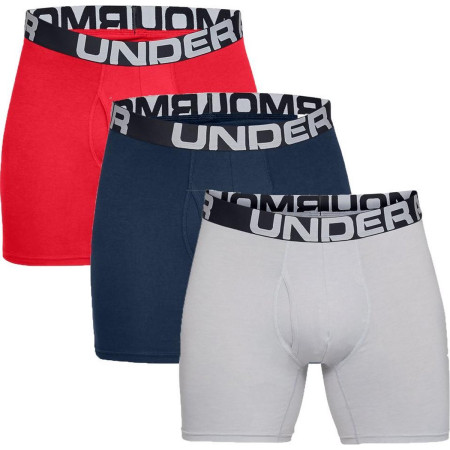 Мъжки боксерки Under Armour Charged Cotton 6in 3 Pack червен Red/Academy/ModGrayMediumHeather