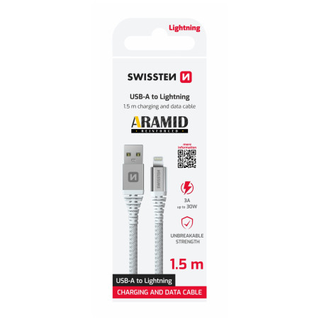 Кабел Swissten Aramid Reinforced USB / Lightning 1,5 m