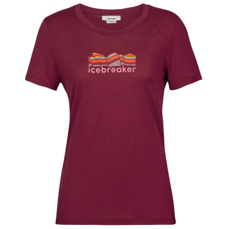 Дамска тениска Icebreaker Tech Lite II SS Tee Mountain Geology червен