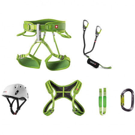 Комплект за виа ферата Ocún Via Ferrata Twist+Chest Pail Set зелен