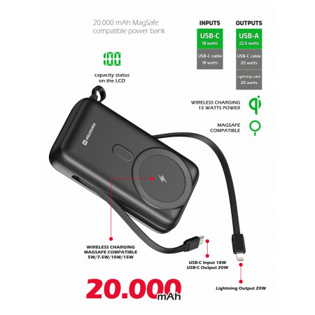 Безжична външна батерия Swissten POWER BANK 20000 mAh PD 20W