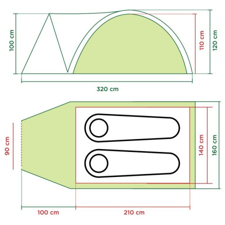 Туристическа палатка Coleman Darwin 2+ (зелена)