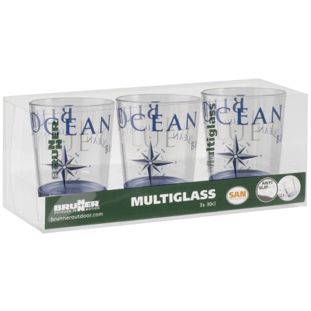 Комплект чаши Brunner Set Multiglass Blue Ocean SAN - 3 бр.