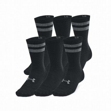 Комплект чорапи Under Armour Essential 6Pk Crew черен Black/Black/Castlerock