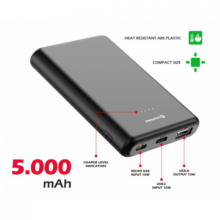Външно зарядно устройство Swissten Power Line 5000 mAh
