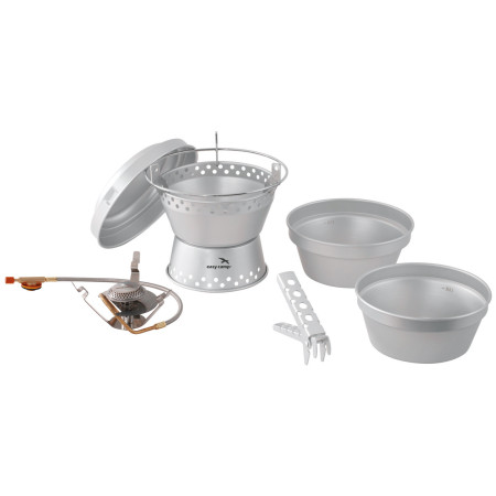 Комплект съдове и горелка Easy Camp Storm Cooker & Stove set сребърен