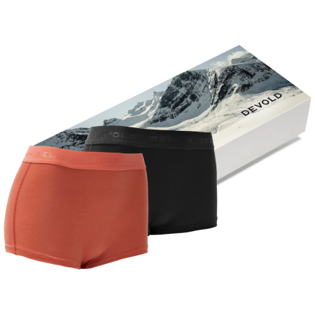 Дамски функционални боксерки Devold Breeze Merino 150 Hipster Wmn 2Pk оранжев/черен Black/Coral