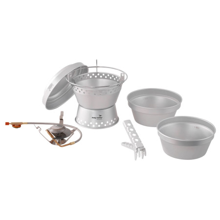 Комплект съдове и горелка Easy Camp Storm Cooker & Stove set сребърен Silver