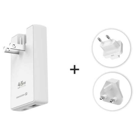 Адаптор Swissten World Travel Charger 45W GaN USB-C + USB-A