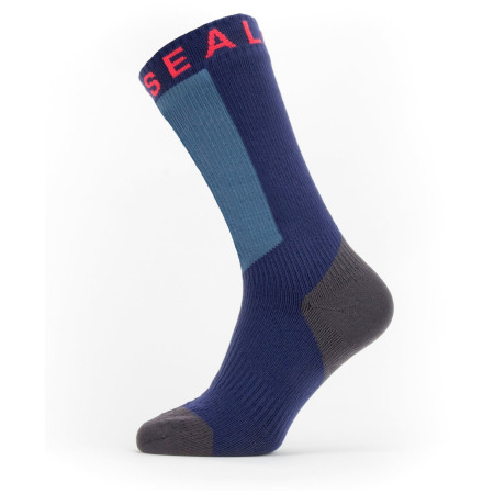 Водоустойчиви чорапи SealSkinz Waterproof Warm Weather Mid Length with Hydrostop син/червен NavyBlue/Gray/Red