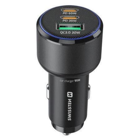 Адаптор Swissten Car Charger 2x USB-C PD + USB-A, 95 W + cabel USB-C / USB-C, 1 m