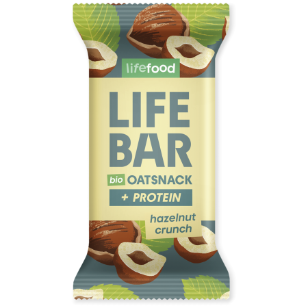 Бар Lifefood Lifebar Oat Snack Protein s lískovými oříšky BIO 40 g кафяв