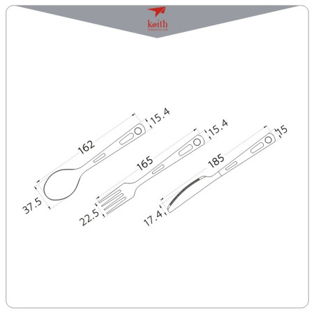 Прибор Keith Titanium 3-Piece Titanium Cutlery Set