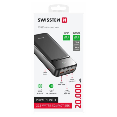 Външно зарядно устройство Swissten Power Line II 20000 mAh