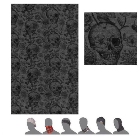 Кърпа Sensor Tube Merino Impress сив Black/Skulls