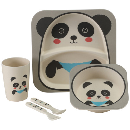 Изложен детски комплект Vango Bamboo Panda Kids Set бял/сив