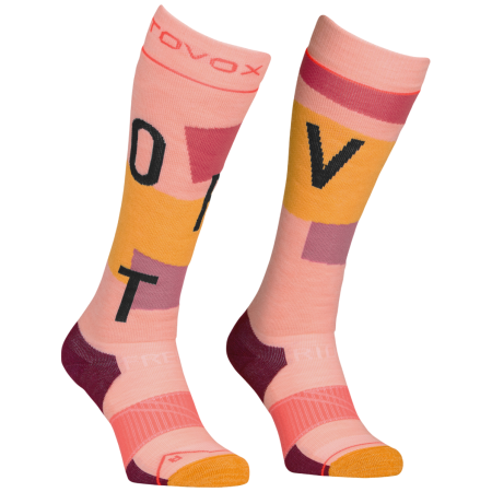 Дамски 3/4 чорапи Ortovox Freeride Long Socks Cozy Women's розов Bloom