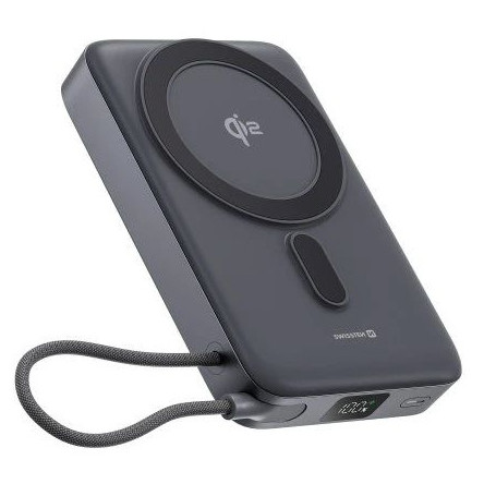 Външно зарядно устройство Swissten 10000 mAh Qi2 MagSafe power bank сив