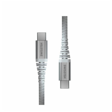 Кабел Swissten Kevlar USB C / USB C 1,5 m бял white
