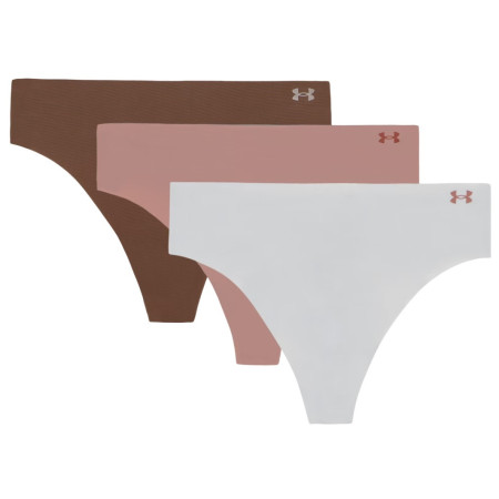 Дамски бикини Under Armour Pure Stretch No Show Thong - Solid 3Pk сив Halo Gray