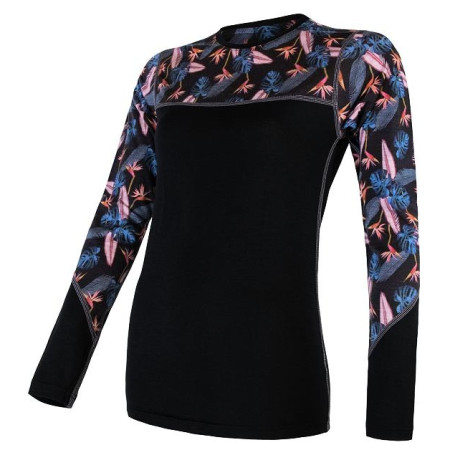 Дамска функционална тениска Sensor Merino Impress (long sleeve) черен/син Blk/Floral