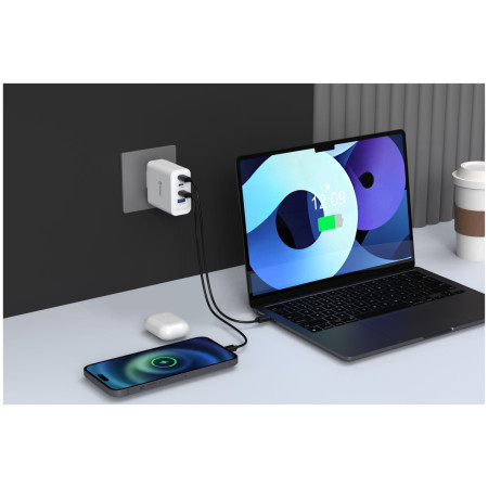 Адаптор Swissten GaN 2X USB-C 100W + 1X USB-C 20W + 1X USB-A 30W