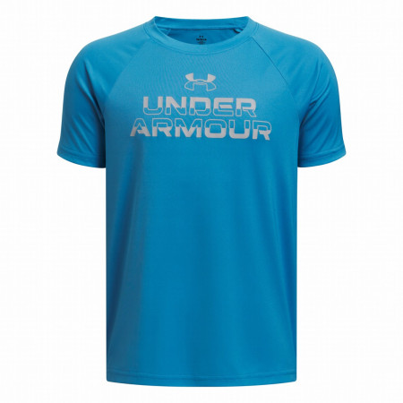 Детска тениска Under Armour Tech Split Wordmark SS-BLU син Blue