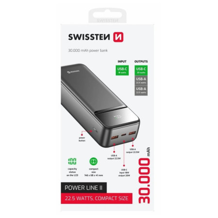 Външно зарядно устройство Swissten Power Line II 30000 mAh
